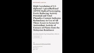 High Correlation of 22diphenyl1picrylhydrazyl DPPH Radical Scavenging Ferric R  RTCLTV [upl. by Glenine]