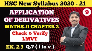 Application of Derivatives Ex23 Part 9  Verify LMVT  12th New Syllabus Maharashtra  Dinesh Sir [upl. by Akinam735]