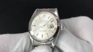 Rolex 16014 Datejust 1988 Linen Stick Dial Gold Bezel [upl. by Lune]