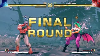 Street Fighter V  Ryu Grand Master vs Chun Li Morrigan Hardest AI SF5 Darkstalkers x SFV [upl. by Ataynik]