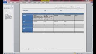 Rubric Design using Microsoft Word 2010 pt1 of 4 [upl. by Eitten]