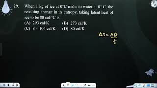 When 1 kg of ice at 0 C melts to water at 0 C the resulting change in its entropy tak [upl. by Brunell]