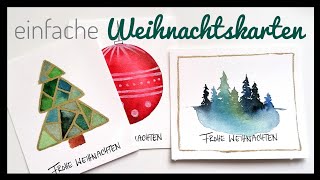 3 einfache Weihnachtskarten mit Aquarell malen ✨🎄  malen mit Aquarell  DIY Weihnachtskarten [upl. by Fredel]