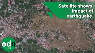 Satellite footage shows shocking impact of earthquake destruction in Indonesia [upl. by Ynatirb25]