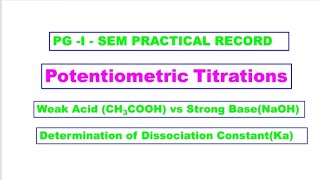 POTENTIOMETRIC TITRATION OF WEAK ACID VERSUS STRONG BASE  DISSOCIATION CONSTANT OF ACETIC ACID [upl. by Carlen]