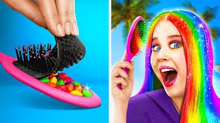 FANTASTIC RAINBOW BEAUTY HACKS  Creative Hacks amp Tricks by 123 GO [upl. by Callan]