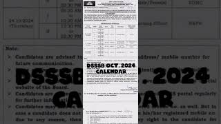 Dsssb 2024 October calendar dsssbtgt dsssbnursing [upl. by Trillbee395]