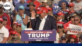 Video shows moment of Trump assassination attempt at rally [upl. by Nicolella]