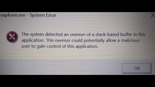 The system detected an overrun of a stack based buffer in this application windows 10 Fixed [upl. by Kiri]