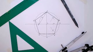 How to draw a regular pentagon inscribed in a given circle 📏✋📐 [upl. by Giuditta]