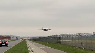 Plane Antonov An124 Rusłan landing Lotnisko Rzeszów Jasionka 13042021 [upl. by Eicak]