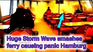 Huge storm wave smashes through commuter boat windows in Hamburg causing panic Storm Eunice [upl. by Ruthe]