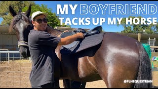 MY BOYFRIEND TACKS UP MY HORSE l FIRST VIDEO l plhequestrian [upl. by Nojram]