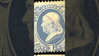 1860 National Banknote Printing One Cent Ben Franklin Used Postage Stamp Light blue [upl. by Eicyac]