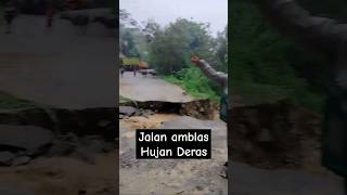 Jalan amblas akibat hujan deras shorts bencanaalam hujanderas jalanambles tegalwaru [upl. by Charisse]