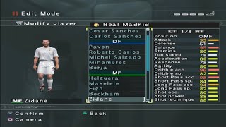 PES 3  Real Madrid  Stats  PS2 [upl. by Ahcmis]