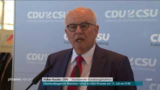 Asylkompromiss Volker Kauder über den Kompromiss der Union am 030718 [upl. by Naldo]