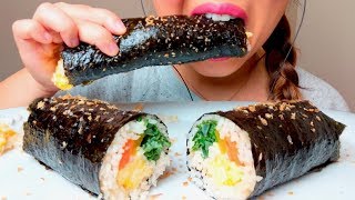 ASMR Giant Kimbap  Korean SUSHI Roll 김밥 먹방 GIMBAP No Talking Eating Sounds [upl. by Ishii358]