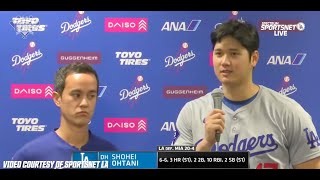 Shohei Ohtani on Reaching 5050 Club Historic Game [upl. by Vallo]