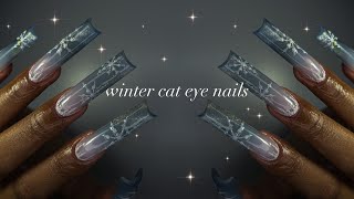 Winter Cat Eye Nails🤍❄️ 5 Days of Christmas Nails🎄✨ Episode 3 [upl. by Eel]