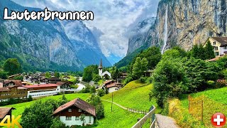 Lauterbrunnen Switzerland walking tour 4K  The most beautiful villages in Switzerland [upl. by Bravin]