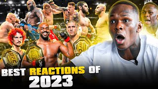 Israel Adesanya Reacting to a CRAZY Year of UFC Fights  Best Reactions of 2023 [upl. by Bendick]