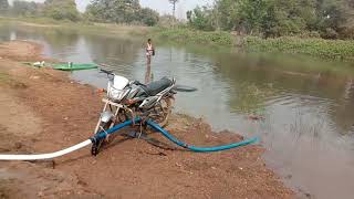 Motorcycle water pump fitting and testing  BIKE OPERATED WATER PUMP [upl. by Jeanette290]