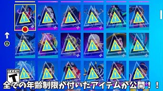 【フォートナイト】アプデで年齢制限が付いたスキンやツルハシそしてエモートなどの全てのアイテムまとめ [upl. by Dorcas794]