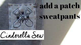 Add a patch to sweatpants  Sew a patch onto pants  Hand sewing patches  Easy DIY Clothing [upl. by Idoux]