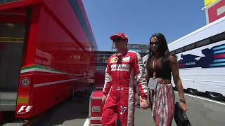 Spain 2015 Kimi Räikkönen and girlfriend Minttu Virtanen before Qualifying [upl. by Hebrew604]