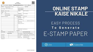 How to Generate E Stamp Online I Online stamp paper kaise nikale  stamp paper kaise banaye online [upl. by Sallie876]