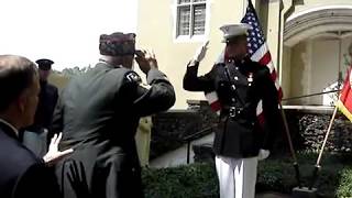 Marine Receives First Salute from Grandfather WWII Veteran [upl. by Delores]