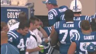 Peyton Manning and Jeff Saturday arguing on the sidelinemp4 [upl. by Esinwahs]