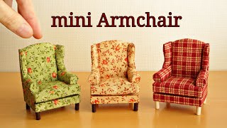 DIY mini armchair ちいさいアームチェア作ってみた dollhouse miniature [upl. by Ailuy]