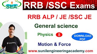 RRB ALP Technician RRB JE NTPC GROUP D SSC JE SSC CHSL MTS  General Science Physics class 8 [upl. by Adlecirg]