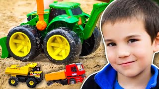 Pretend Play with Construction Trucks for Kids  Diggers Excavators Dump Trucks  JackJackPlays [upl. by Kcir]