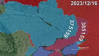 Russian Invasion of Ukraine Every Day to 2024 using Google Earth [upl. by Ferreby]