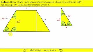 Jak obliczyć obwód i pole trapezu równoramiennego  Matfiz24pl [upl. by Halverson]