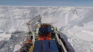 SA Agulhas II making its way to the Antarctic ice shelf [upl. by Nauqit]