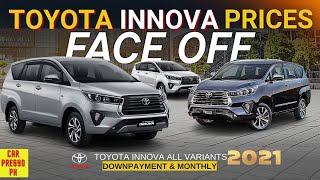 Toyota Innova 2021 Price List DP amp Monthly Philippines  Innova All Variants Prices Car Presyo Ph [upl. by Bremble]