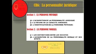 CH6 Personnalité Juridique Partie 1 [upl. by Gregg358]