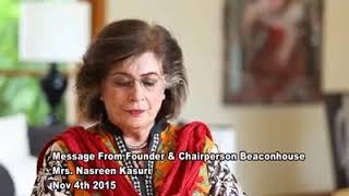 Message from founder amp chairperson of Beaconhouse Mrs Nasreen kasuri  by Extracurricular [upl. by Romonda]