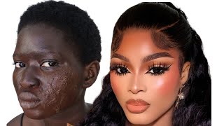 100M VIEWS ⬆️ MUST WATCH 👆 VIRAL 😱 ⬆️ BLACK BARBIE WEDDING MAKEUP AND HAIR TRANSFORMATION 😱 [upl. by Bowler]