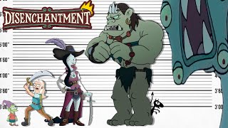 🏰 Disenchantment Dimensions Unleashed Size Comparison of Whimsical Characters  Animated Quest [upl. by Lucias]