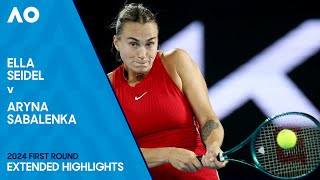 Ella Seidel v Aryna Sabalenka Extended Highlights  Australian Open 2024 First Round [upl. by Chasse]