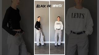 Which is better The cozy white sweatshirt or the sleek black sweater ootd todayslook [upl. by Sivrat]