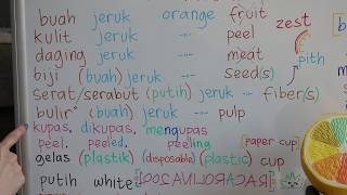 LEARN INDONESIAN LANGUAGE 86 ORANGE PEEL SEED PEELING [upl. by Pedroza]