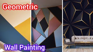 Wall Painting Design  Geometric Wall Painting home decor Interior Design ideas [upl. by Aititil]