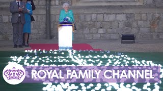 Queen Ignites Windsor Castle Jubilee Beacon [upl. by Soni792]