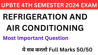 Refrigeration And Air Conditioning  RAC Chapter Wise Most Important Questions  Rac 4th Sem [upl. by Limaj]